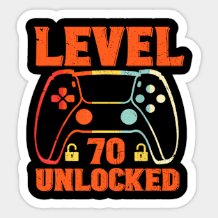 Level 70 Unlocked 70 Year Old Funny 70th Birthday Sticker